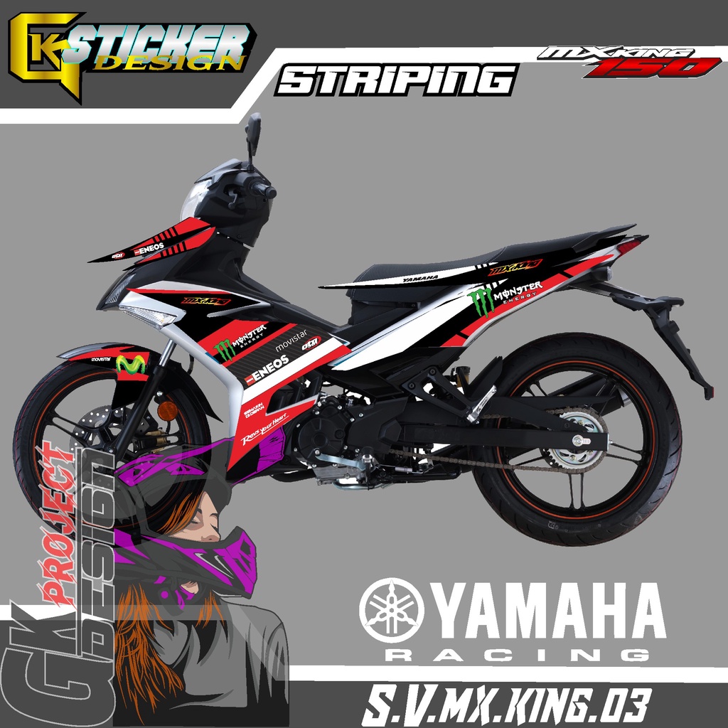 STRIPING MX KING 150 SEMI FULL - STIKER MOTOR MX KING MOTIF MOVISTAR 03