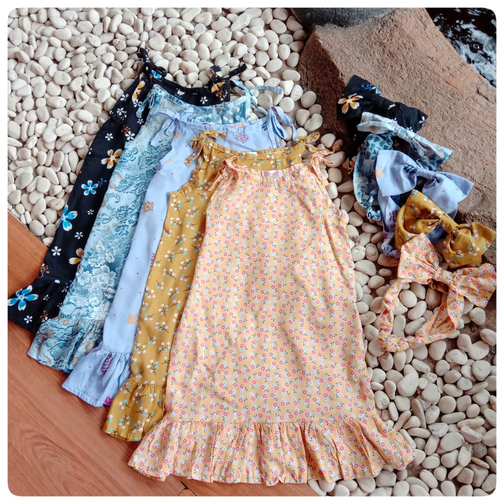 (1-3 Tahun) PEVITA Beuzee (A) Dress Rayon Anak Balita free Bandana