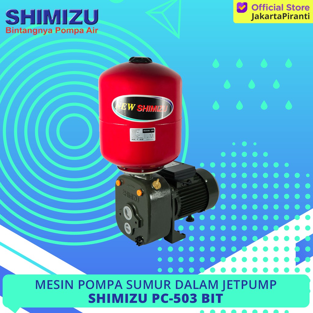 Mesin Pompa Air Sumur Dalam Otomatis Jet Pump 50 meter Jetpump 500 Watt Shimizu PC-503 BIT