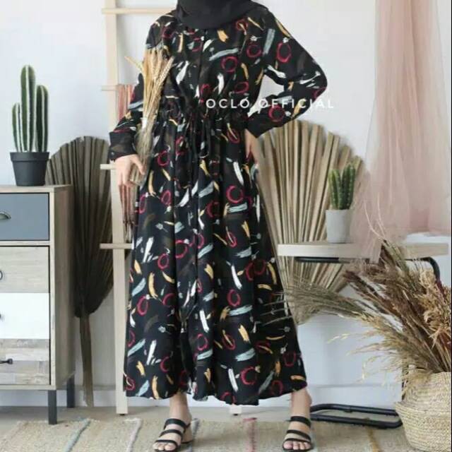 GAMIS MAXI DRESS RAYON PREMIUM LD 100 - 110 HOMEYDRESS BUSUI BAJU GAMIS SERAGAM MOTIF TERBARU V.2