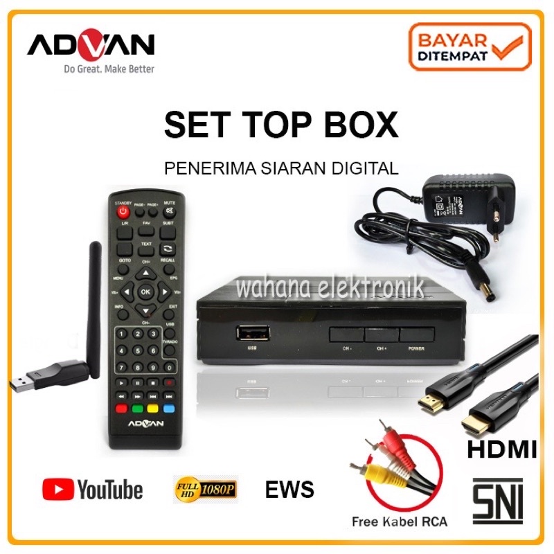 ADVAN DIGIBOX STB DV3T2 Set Top Box Tv digital Youtube 1080p Receiver