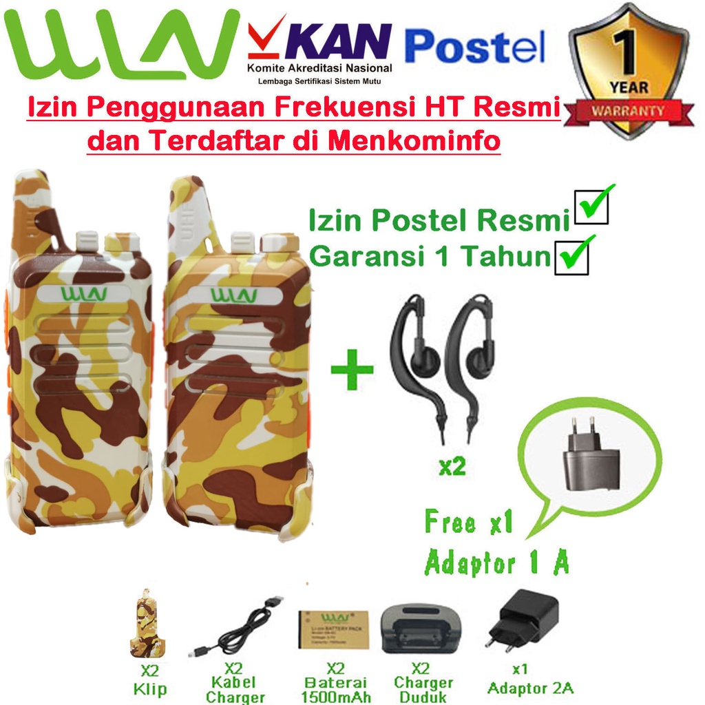 Paket Standart HT WLN Two-Way Radio KD - C1 (isi 2pcs) - Loreng Coklat