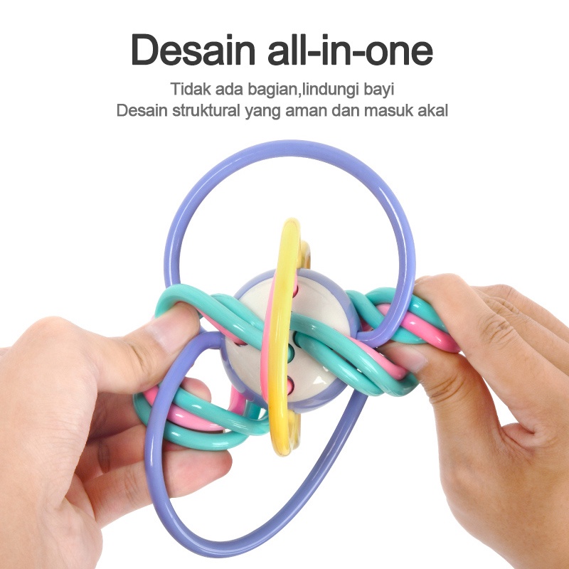 Mainan bayi Manhattan bola/Rattle teether bayi karet lembut L220