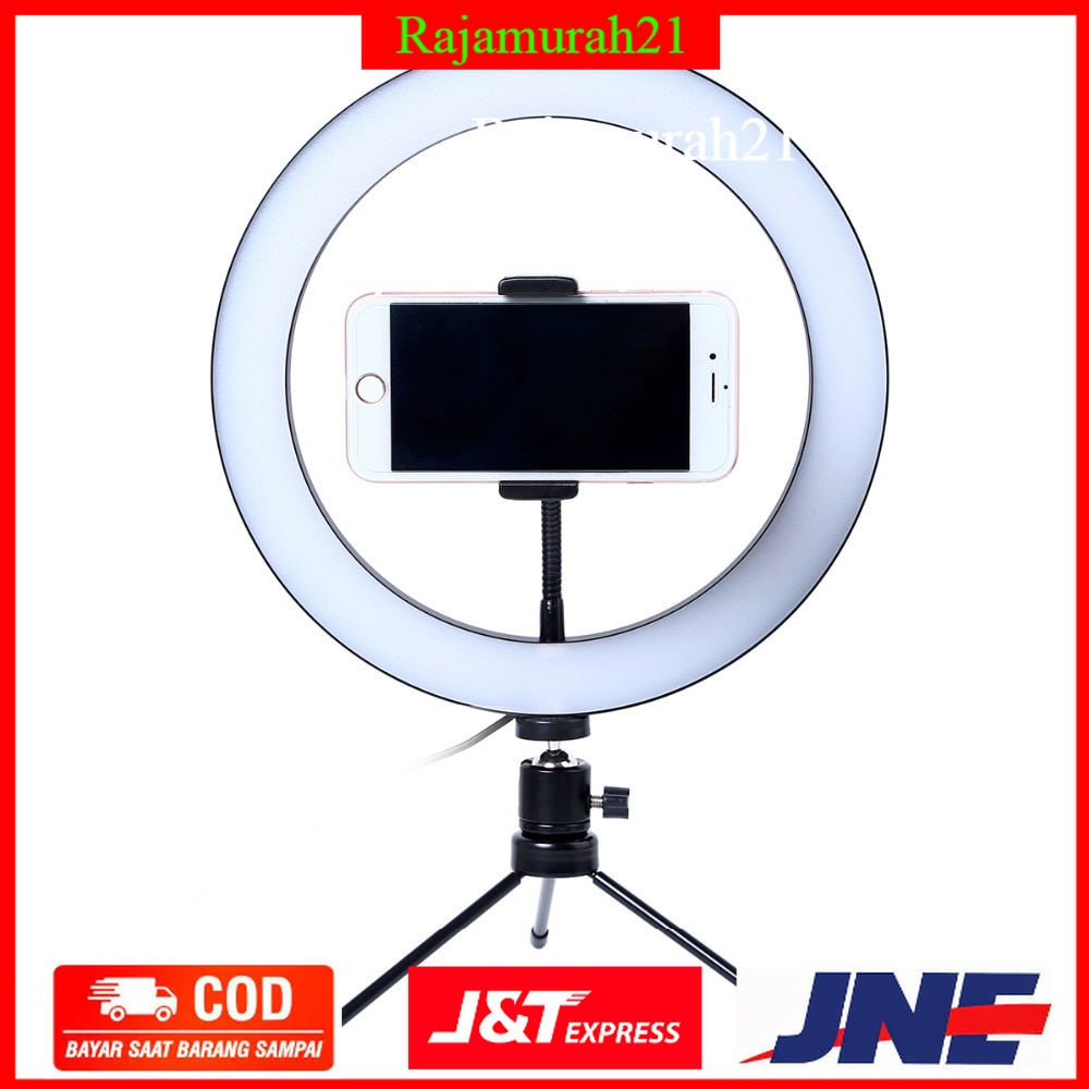 Lacyfans Lampu Halo Ring Light LED Selfie 120 LED 10 Inch with Smartphone Holder + Mini Tripod - RL-128 - Black