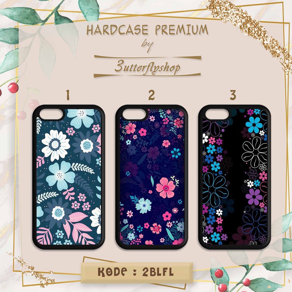 Hardcase Blue Flower casing case HP xiaomi samsung iphone oppo vivo realme redmi meizu