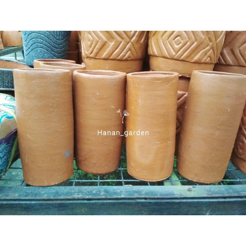 Pot Tanah Liat Slim / Pot Terakota Kecil Unik / Pot Terracotta 10cm
