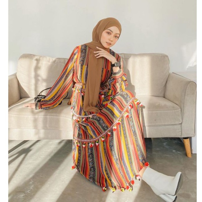 Dress Pompom etnik