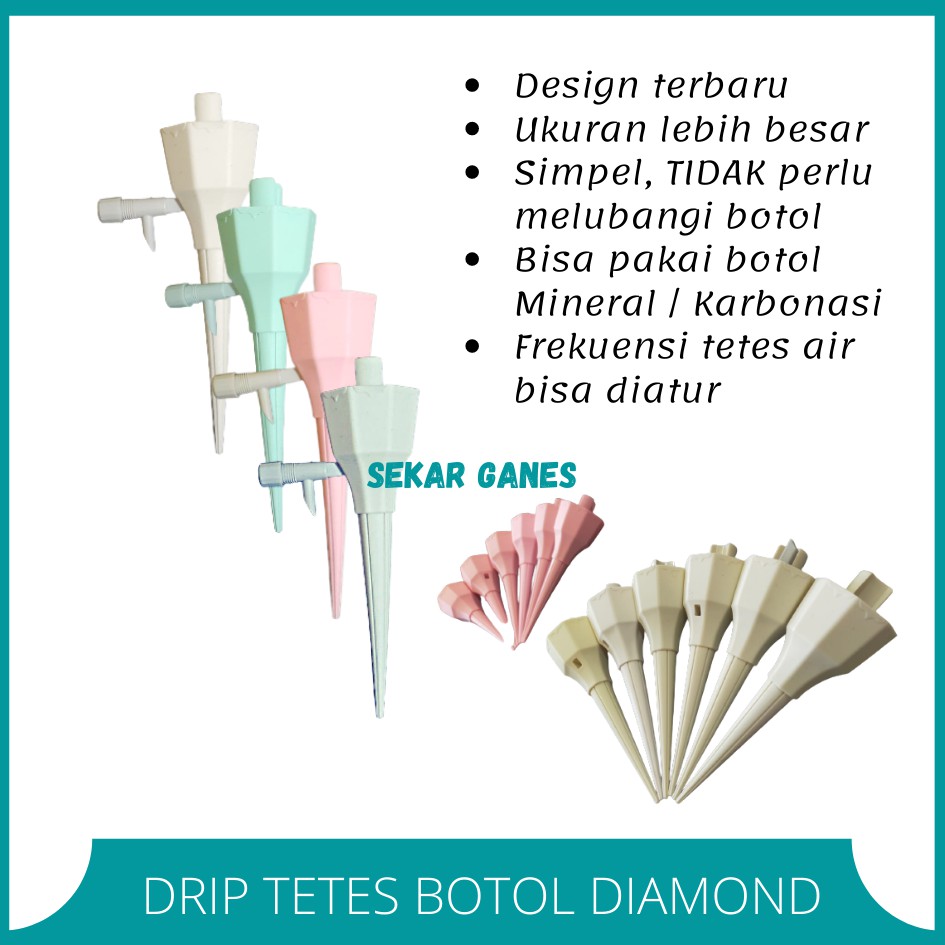 SEKAR LUSINAN 12 Pcs Drip Tetes Diamond Drip Tetes Air Sistem Irigasi Tutup Botol Penyiram Tanaman