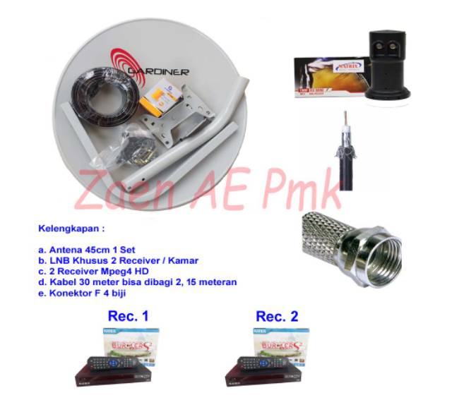 Antena Parabola Mini Ninmedia Dual Receiver 2 TV/Kamar