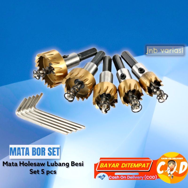 mata bor lubang besi Mata bor Lubang Besi Kuningan Aluminium mata bor Hole saw besi metal 5pcs set M