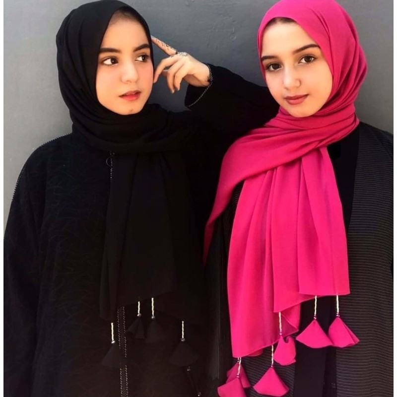 PASMINA TALI PAYUNG CERUTY BABYDOLL / HIJAB JILBAB PASHMINA INSTAN JUNTAI