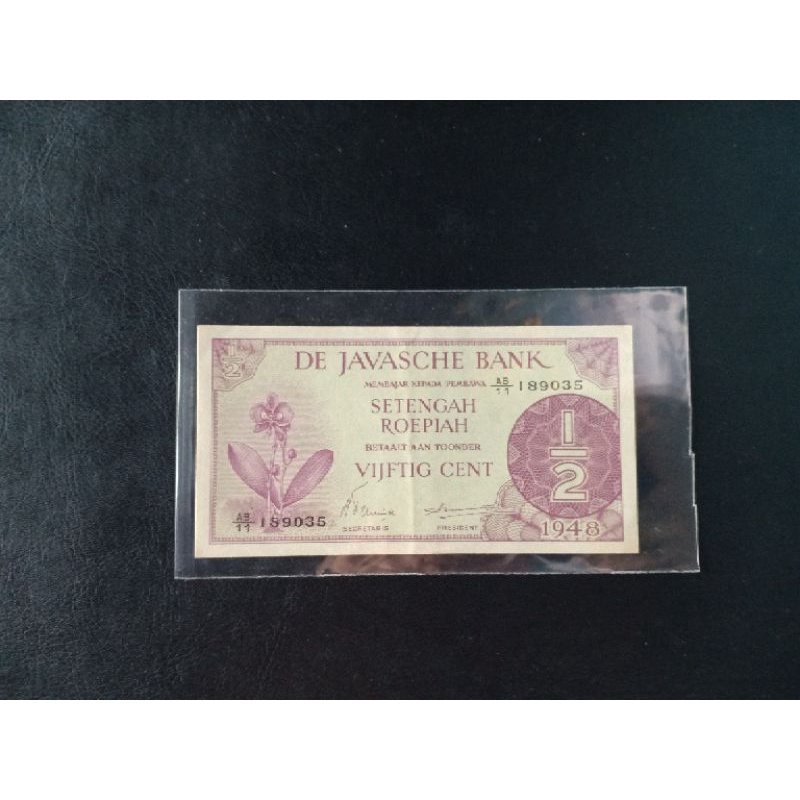Uang Kuno 1/2 Rupiah Federal 1948 De Javasche Bank