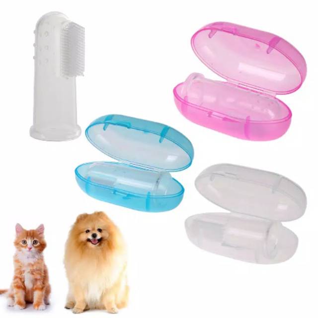 Sikat gigi anjing kucing. Pet dog cat finger tooth brush silikon rubber