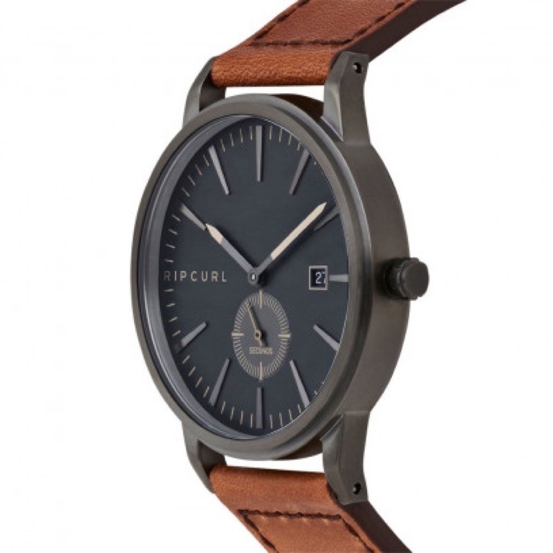 Jam tangan Ripcurl vision gun metal leather  brown