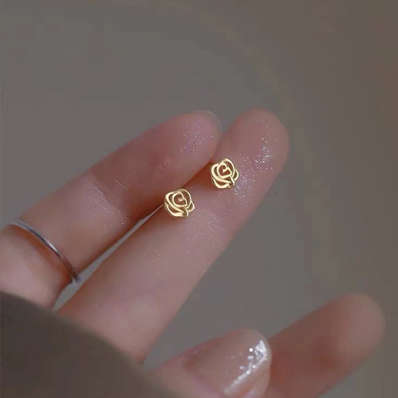 Anting Tusuk Sterling Silver 925 Desain Bunga Mawar Mini Simple Untuk Wanita