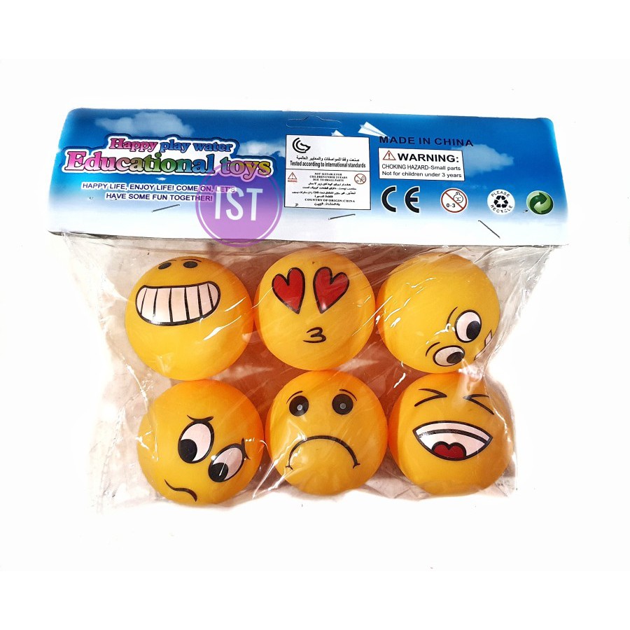 mwn.toys Mainan Vynil Bola Smile Kuning 6 pcs