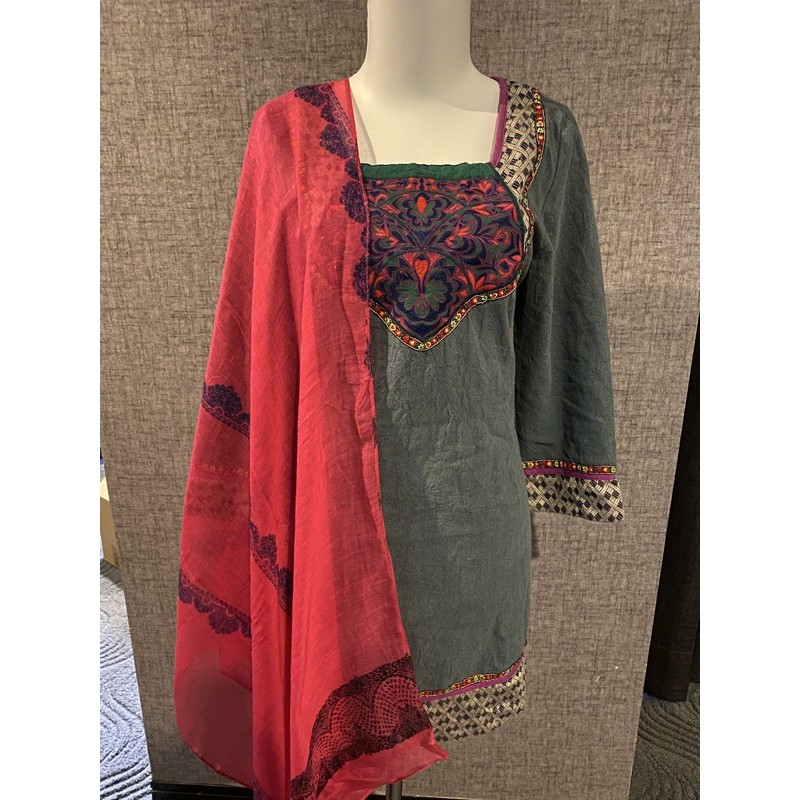 Baju India Kurti tebel,lengan panjang.lengkap Baju,Celana & Selendang