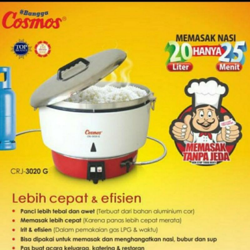 RICE COOKER GAS 20 LITER COSMOS - CRJ 3020 G - GARANSI RESMI