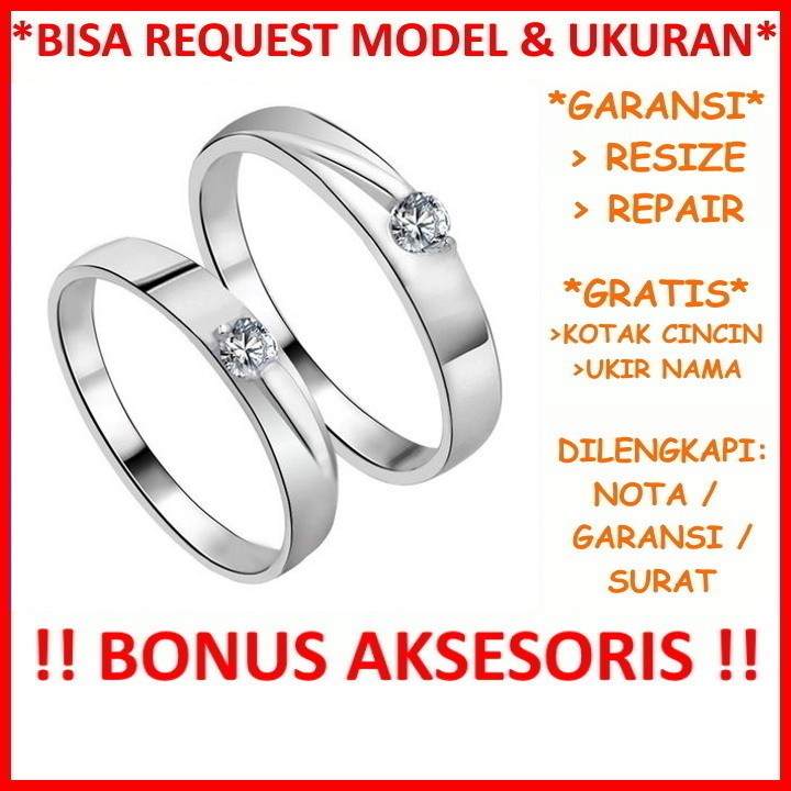 Gratis Ukir Nama Garansi Silver Asli Bisa Pesan Model Cincin Couple Perak Tunangan Mas Kawin Id596