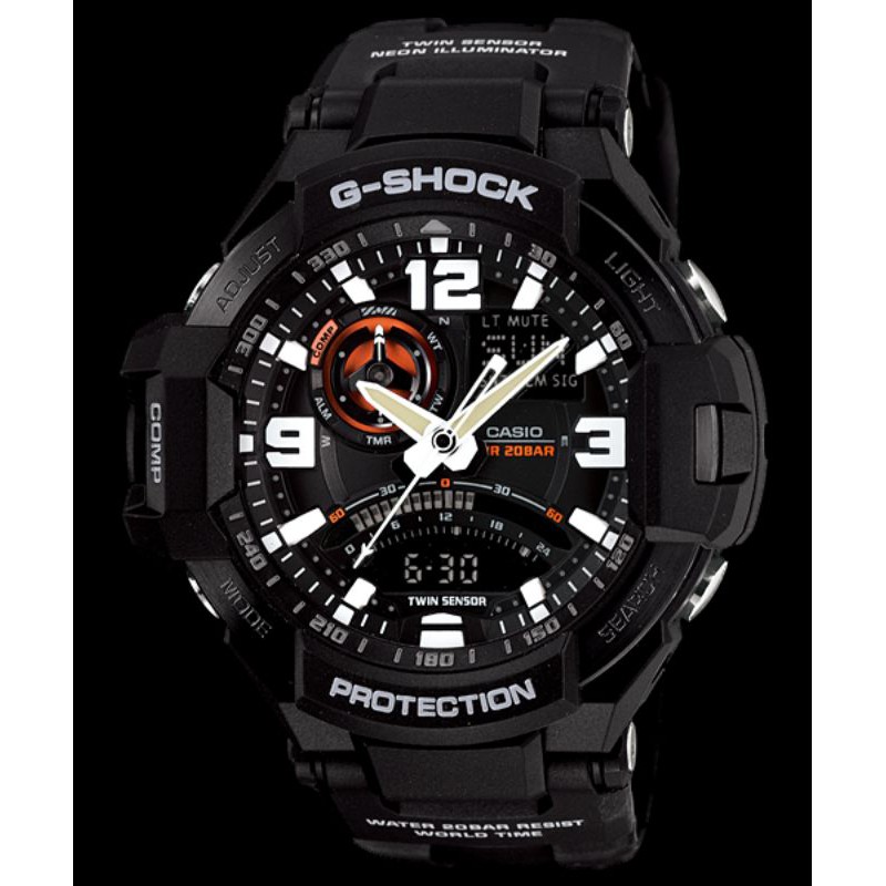 Jam Tangan Pria Merk G Shock Type GA-1000 Black Original Bm Baterai Free Box Set