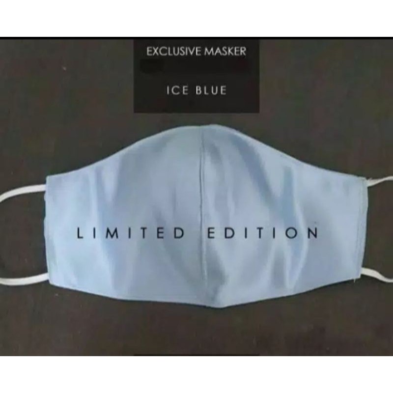 Masker Kain Premium 3ply..Masker Fashion - ICE BLUE