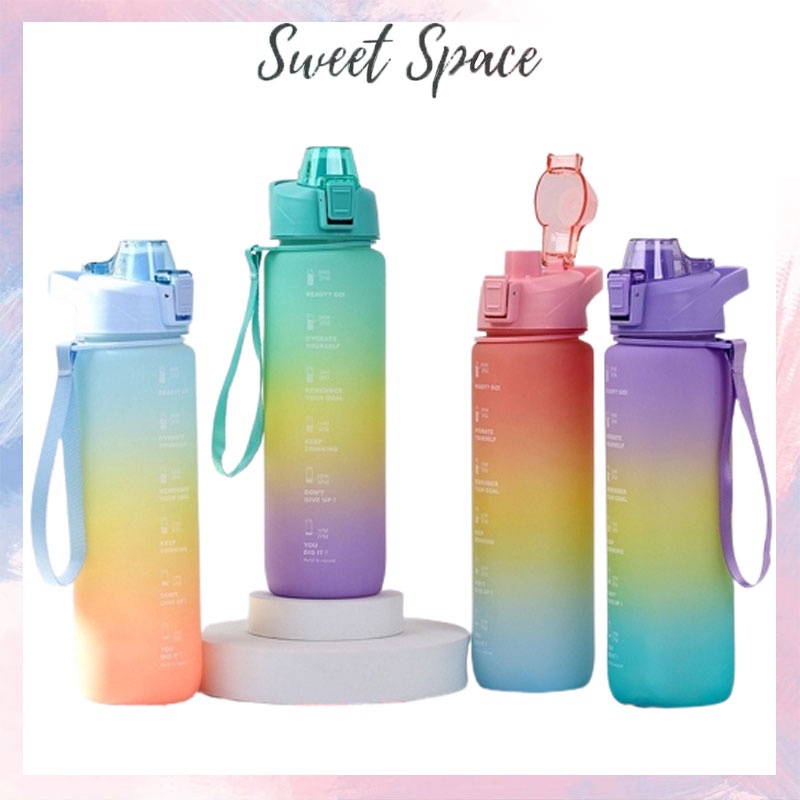 BOTOL FLIP PELANGI 1 LITER FREE STICKER 3D DAN 2D [SWEETSPACE]