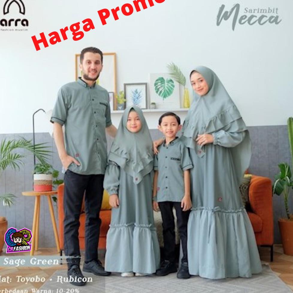 M1B9 Mecca Sage Green Baju Koko Kokoh Gamis Abaya Dewasa Ayah Ibu Anak Cowok Cowo Cewek Cewe Ready