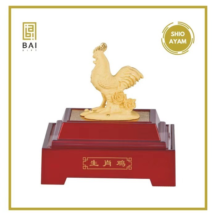 Mars_venus -  Patung Shio Ayam & Pajangan Shio Ayam Lapis Emas Hadiah Premium