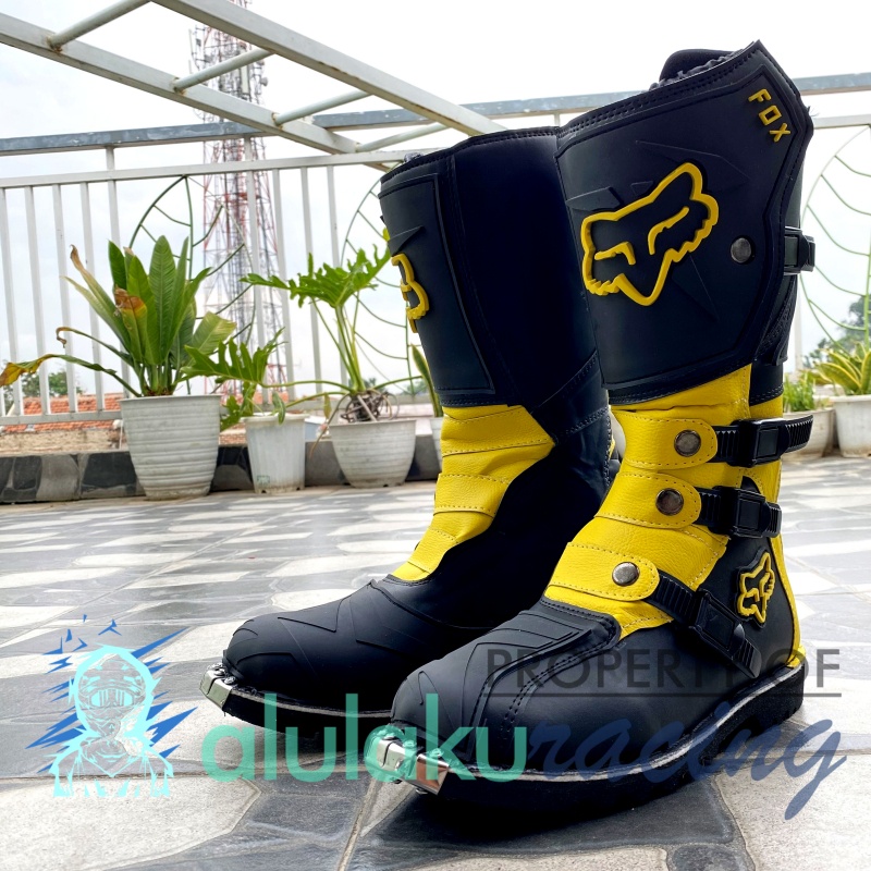 Sepatu Trail Motocross X Lokal Boots Riding SV Premium Quality with Safety Protectors - Yellow