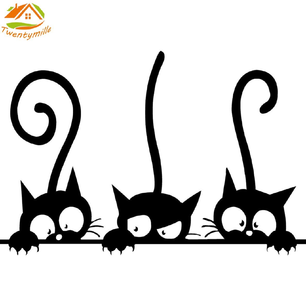 Stiker Dinding Dengan Bahan Vinyl Dan Gambar Kartun Kucing Untuk Dekorasi Rumah Shopee Indonesia