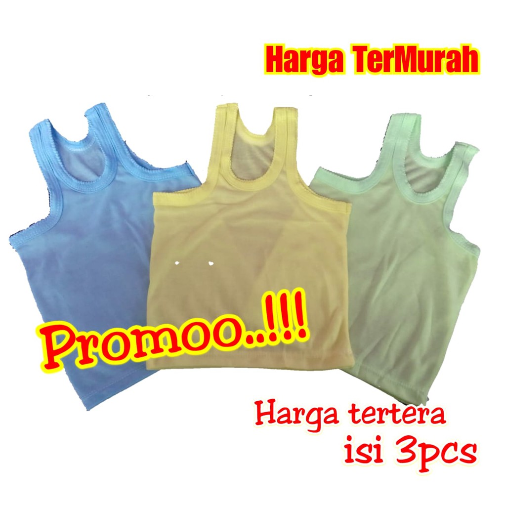 Kaos Dalam  baju bayi Singlet  Warna 3pcs Ukuran S