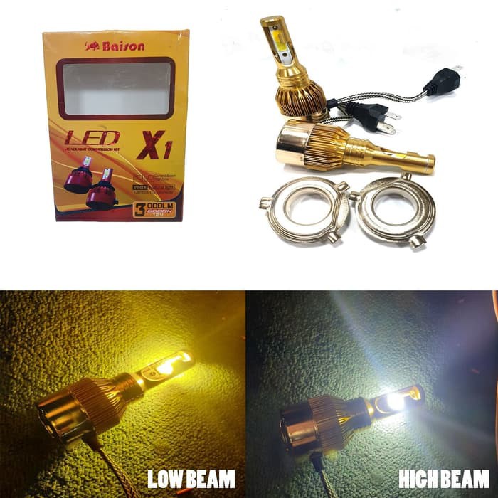 LAMPU LED MOBIL H4 2 WARNA X1 TURBO LED X1 2 WARNA H4 KUNING