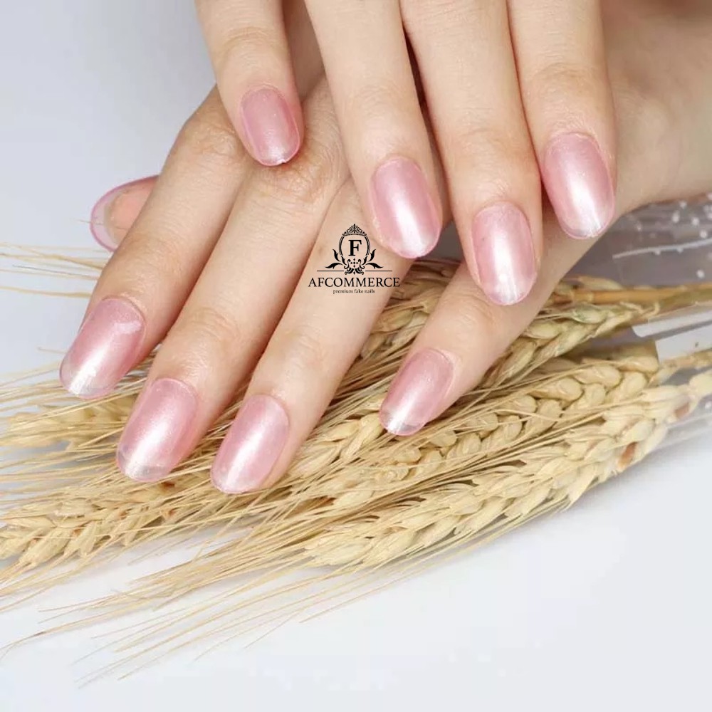 KUKU PALSU FAKE NAILS OVAL GLOSSY STYLE TRANSPARENT CLEAR AND CLEAR PINK