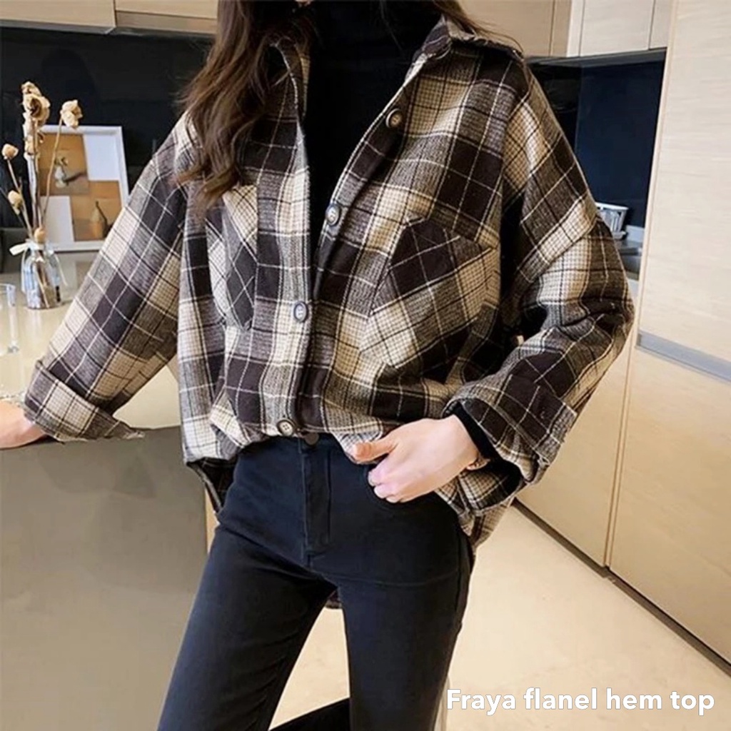 Fraya flanel hem top - Thejanclothes