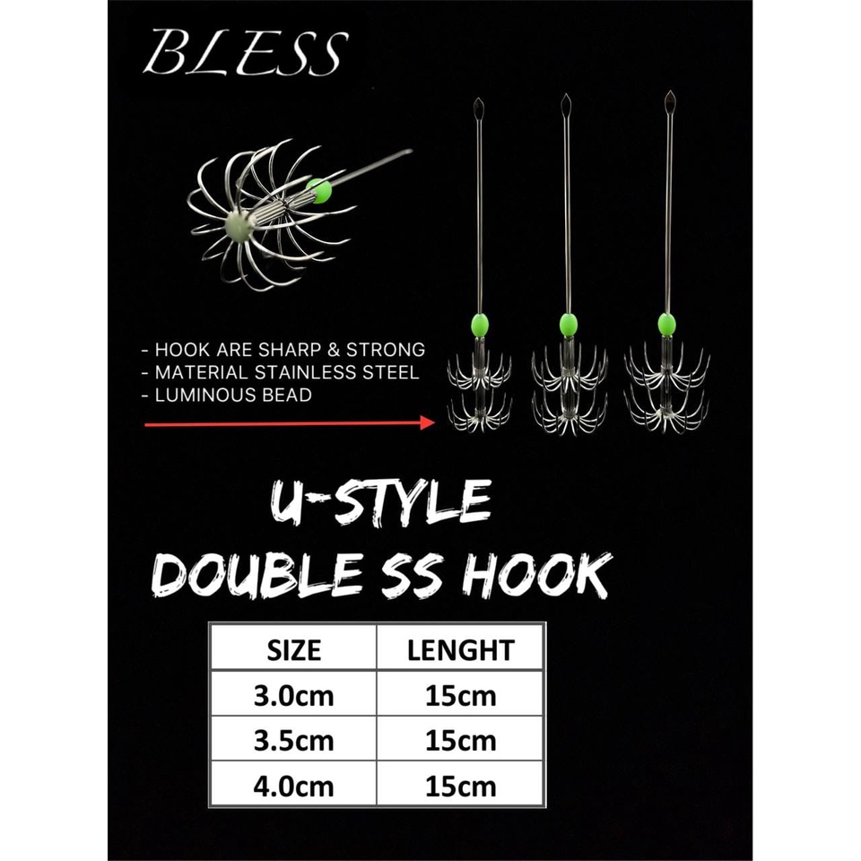 BLESS U-STYLE DOUBLE SS HOOK (STAINLESS STEEL)