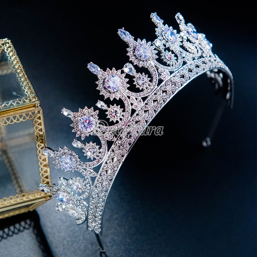 Wedding Crown Mahkota Hiasan Kepala Bahan Zircon Berlian Imitasi Untuk Pesta Pernikahan