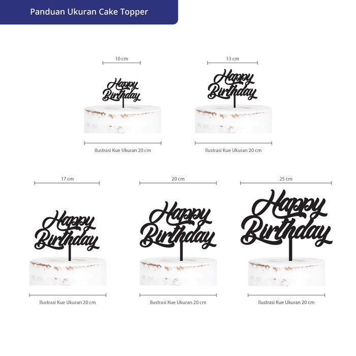 Topper Kue Custom Cake Topper Happy Birthday Akrilik Hiasan Dekor Tancapan Kue Ulang Tahun Lasercut