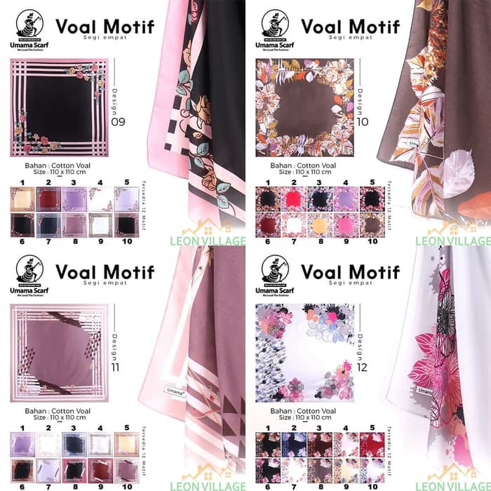 GROSIR Kerudung VOAL UMAMA Scarf Hijab Jilbab Segi Empat Motif