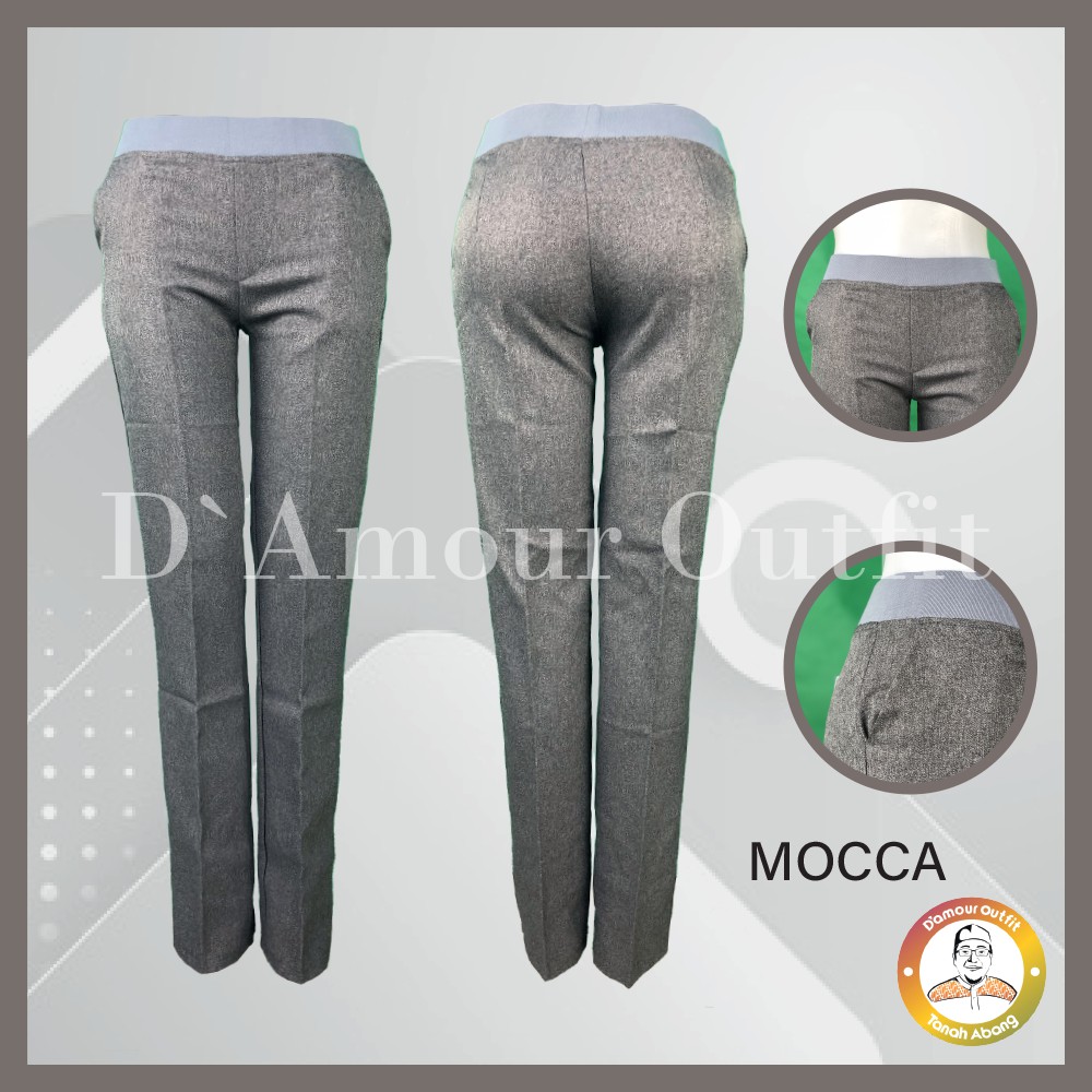 Celana Panjang Wanita Pinggang Karet Polos Pakaian Kerja Formal Kantoran Clana Bahan Cewek Kantor Dewasa Anak Slim Fit Highwaist Baggy Pants Tartan Perempuan Korean Style Cewe Jumbo Big Siz
