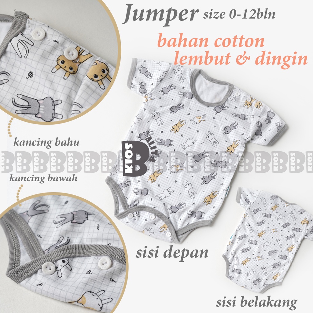 JUMPER BAYI MOTIF LENGAN PENDEK ALL SIZE 0 - 6 BULAN / JUMPER KATUN JUMPSUIT NEWBORN