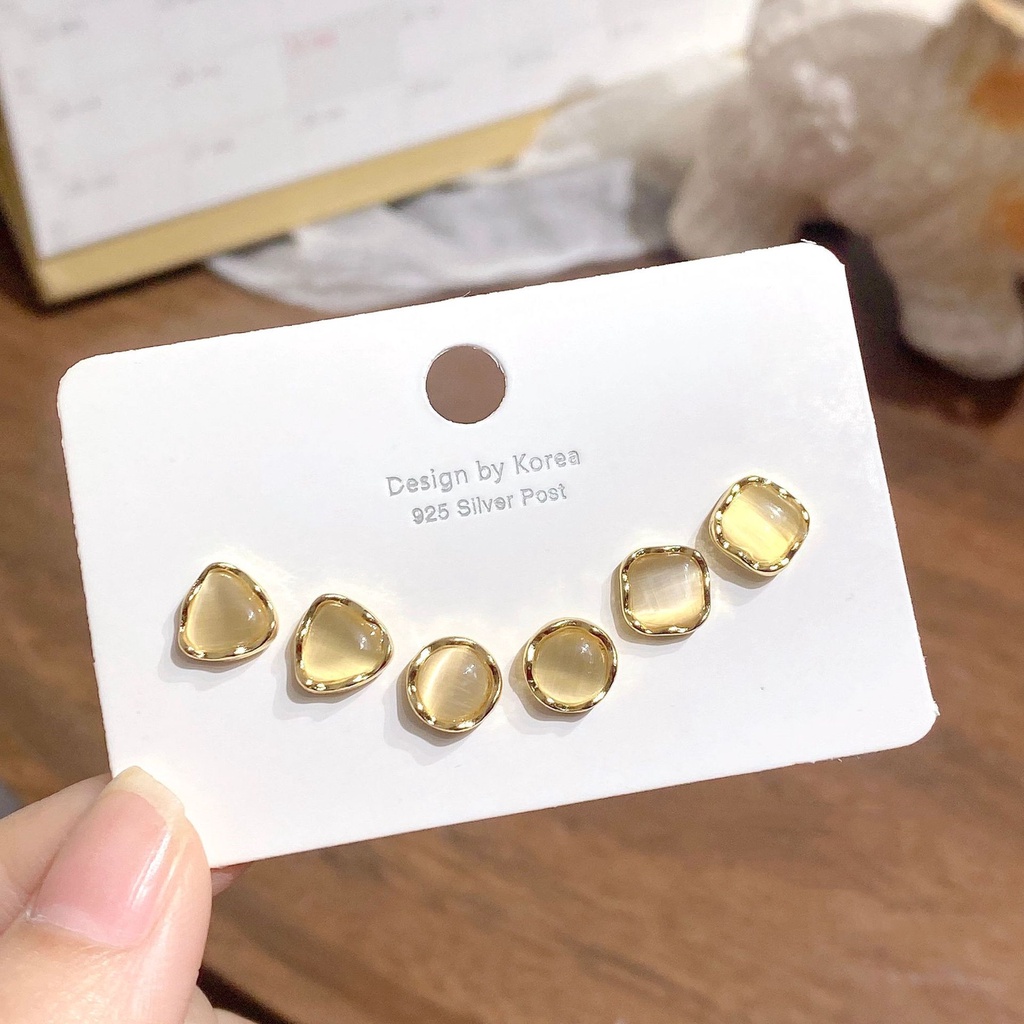 Set Anting Opal Irregular Mini Gaya Korea Untuk Wanita