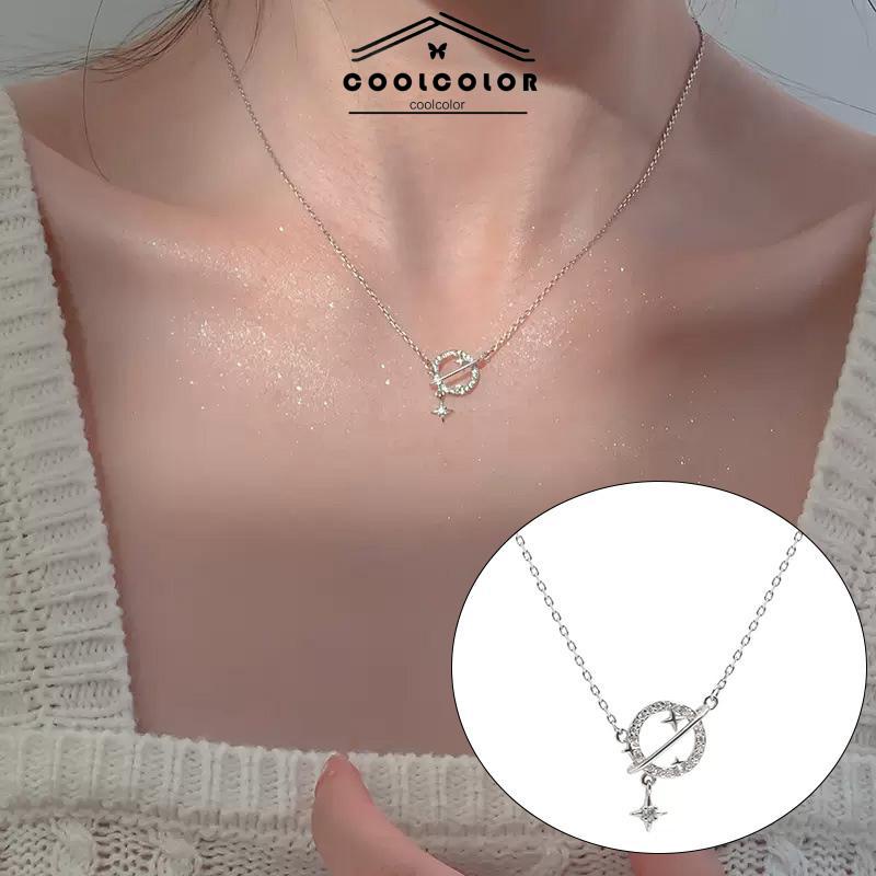 COD❤️Planet Kalung Wanita Ringan Mewah Desain Niche Flash Diamond Temperamen Pacar Super Lembut Fashion Wanita Korea Import Murah