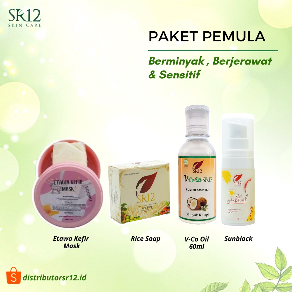 ORI Paket Pemula SR12 Herbal Skincare Perawatan Wajah Basic Kulit Berminyak Jerawat Sensitif BPOM TE