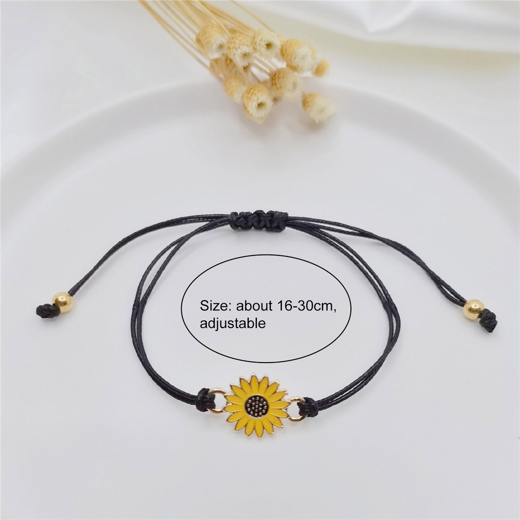 Hu Hu Hu Hu Hu Alat Bantu Pasang Kacamata♡ 1 Set Gelang Persahabatan Desain Bunga Matahari Model Dapat Disesuaikan