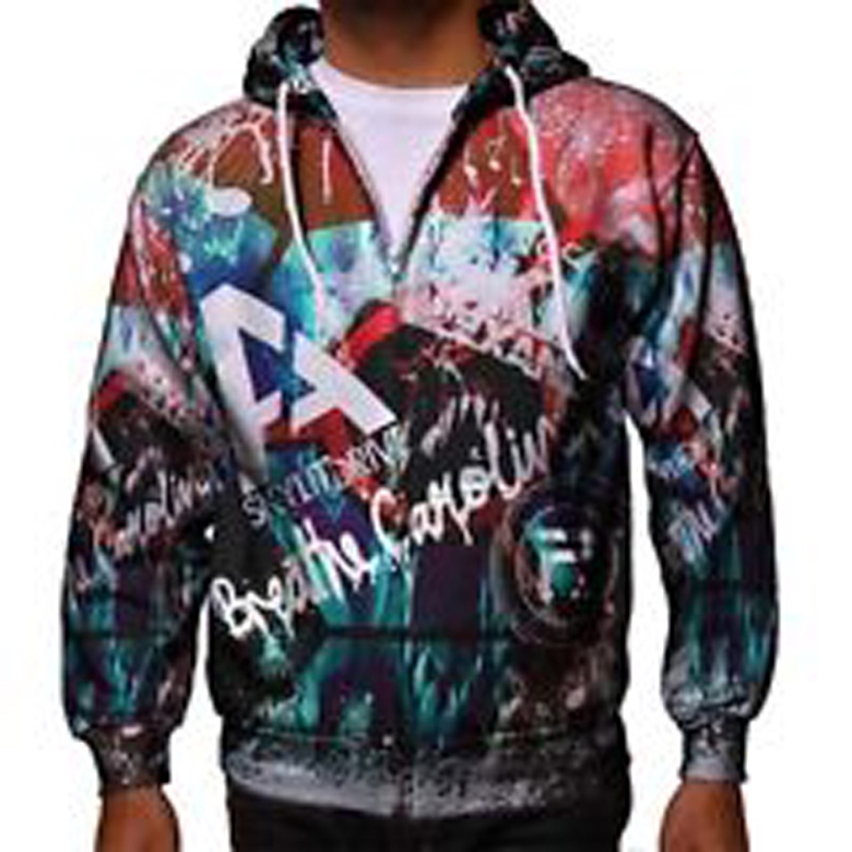 Jaket Hoodie Zipper Fullprint Asking Alexandria & Breathe Carolina Savage TOUR BAND Bahan Polyester 