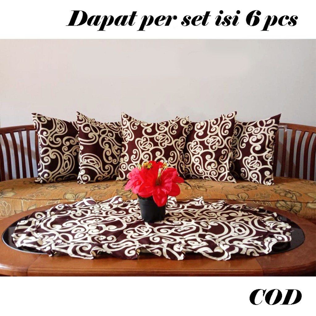 [✅COD] SARUNG BANTAL KURSI 40X40 (ISI 5 PCS) + TAPLAK MEJA TAMU DEKORASI SOFA BED SOFABED MINIMALIS SET PERLENGKAPAN RUMAH MEWAH