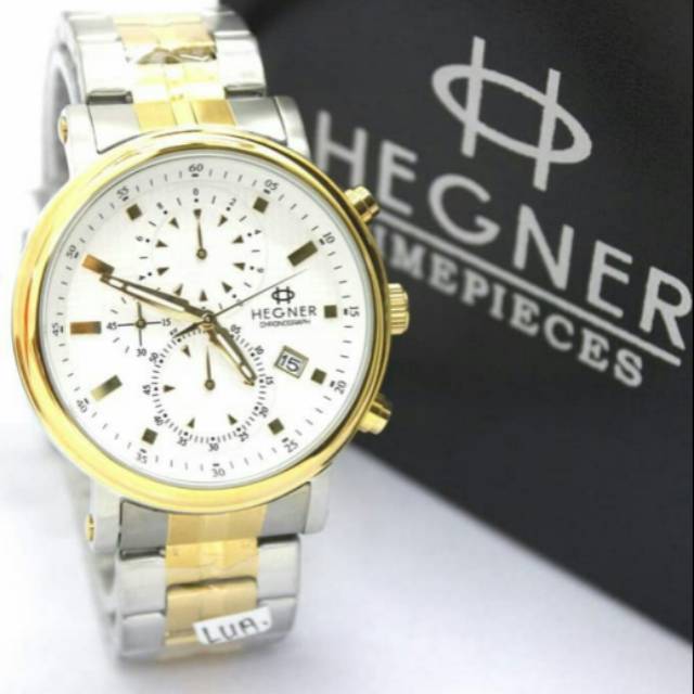 JAM TANGAN PRIA HEGNER ORI SILVER GOLD MURAH