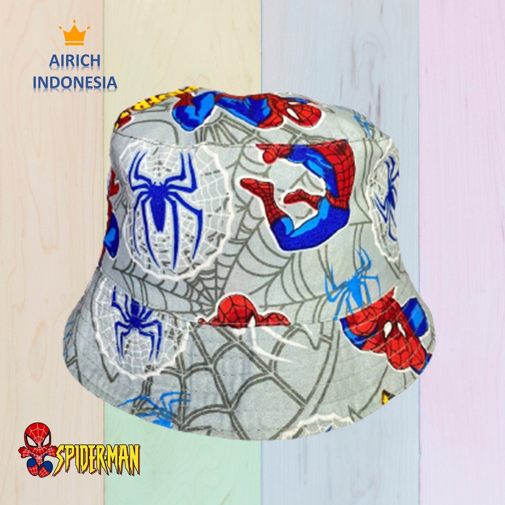 Topi SPIDERMAN Bucket Anak Laki-Laki Keren Umur 3 4 5 6 7 8 9 10 Tahun / Topi Anak Cowok Bucket