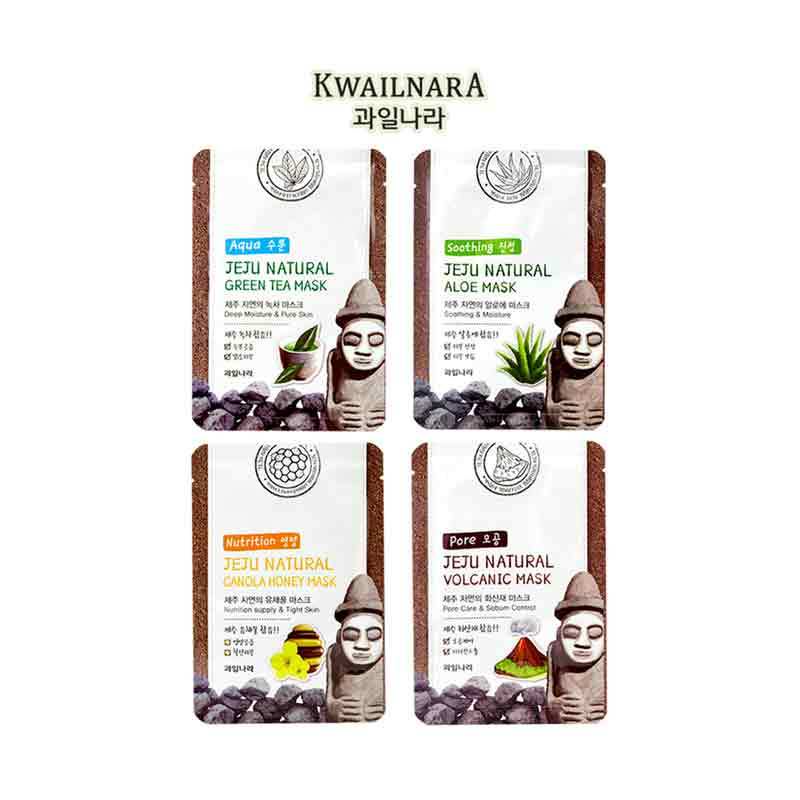 KWAILNARA Jeju Natural Sheet Mask (Aloe. Canola Honey, Green Tea, Volcanic)
