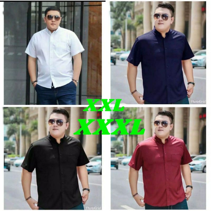 BIG SIZE KEMEJA POLOS PENDEK XXL XXXL